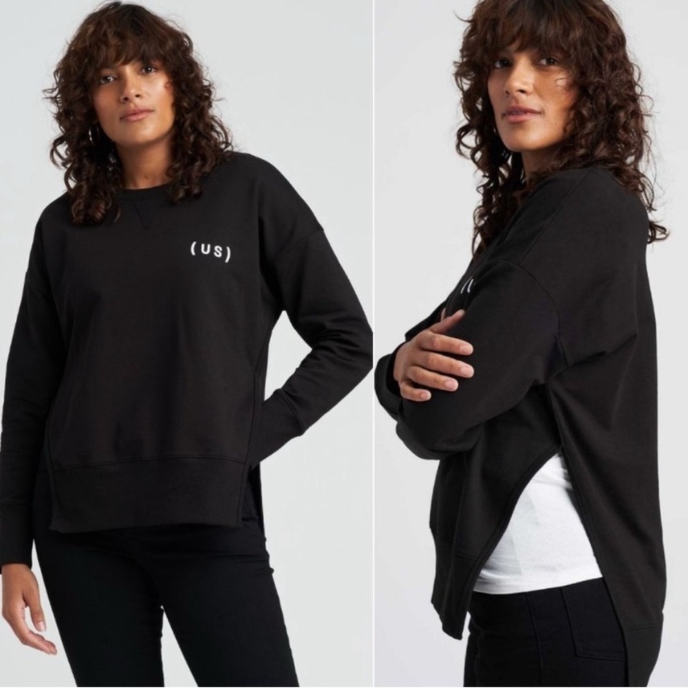 UNIVERSAL STANDARD Fiona Side Slit Pullover Sweatshirt Black Sz Medium Oversized